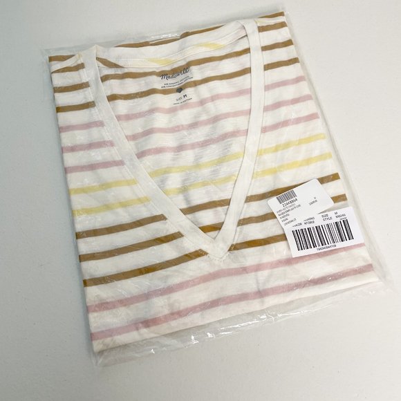 Madewell Whisper Stripe V-neck Tee - Picture 2 of 13